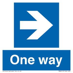 One way with right directional arrow